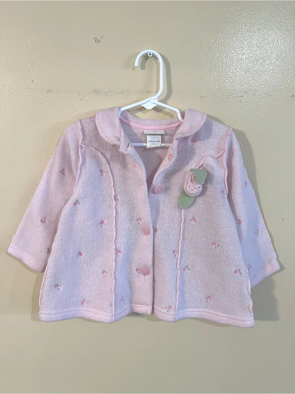 Vintage Pink Baby Floral Appliqué Cardigan